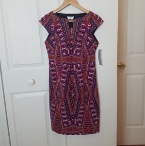 London Times Multicolor Geometric Midi Dress